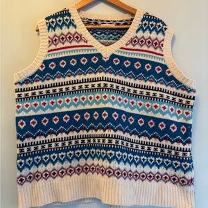 Frances Valentine 1x Fair Isle Sweater Vest Plus Size